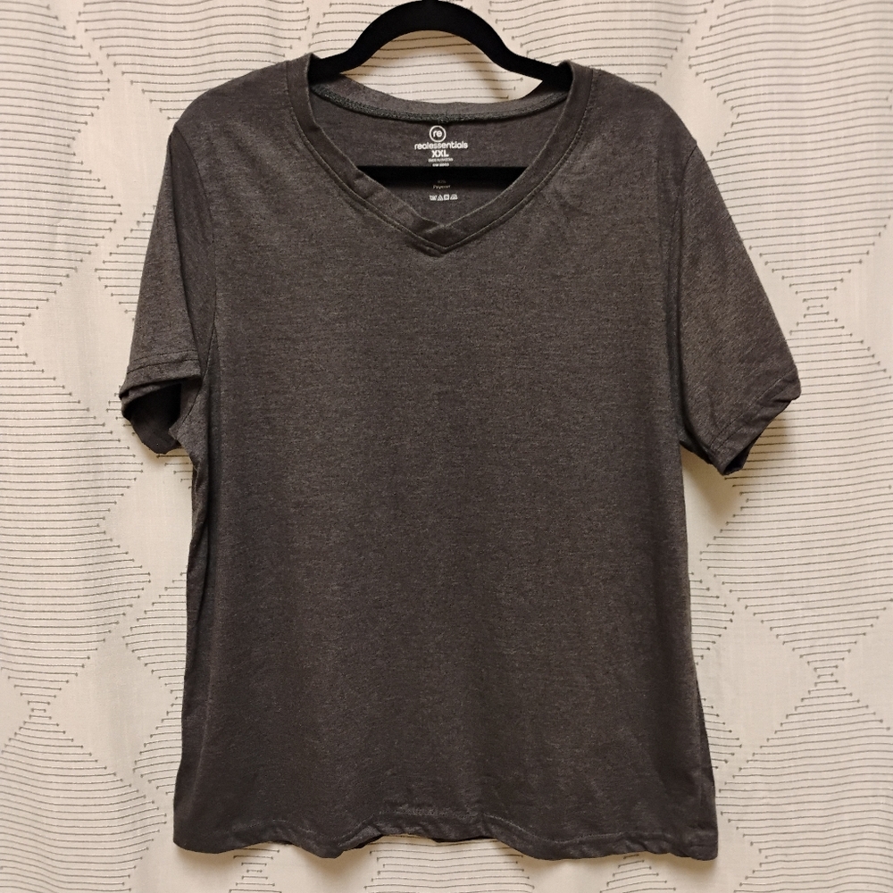 Real Essentials When's Gray V-Neck T-Shirt Size XXL